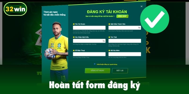 Hoàn tất form đăng ký