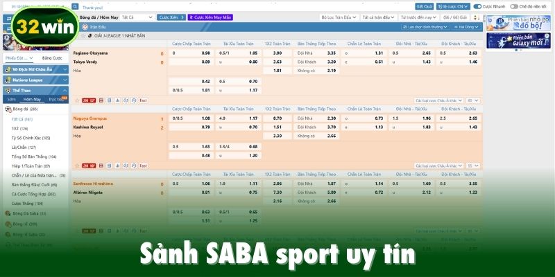 Sảnh SABA sport uy tín