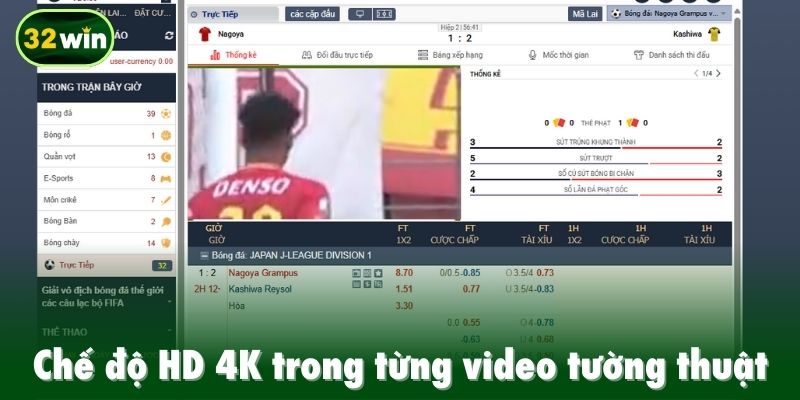 Chế độ HD 4K trong từng video tường thuật